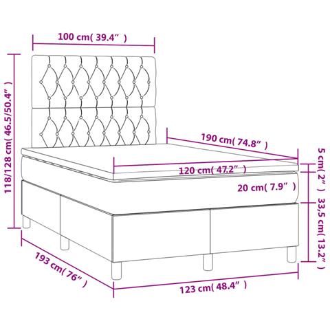 Giroletto a Molle con Materasso Crema 120x190 cm in Tessuto - Foto 9