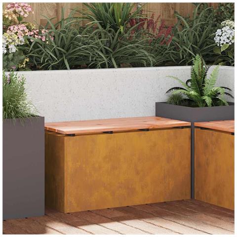 Panchina da giardino Ruggine 80 x 40 x 43 cm acciaio corten - Foto 2