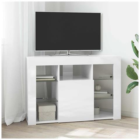 Mobile TV LED Angolare Bianco ad Alto Lucido 104 x 40 x 68 cm - Foto 2