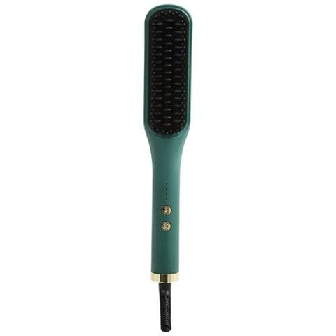 Spazzola Elettrica Lisciante Per Capelli 2-in-1 Con Temperatura Regolabile Darkgreen - Foto 1