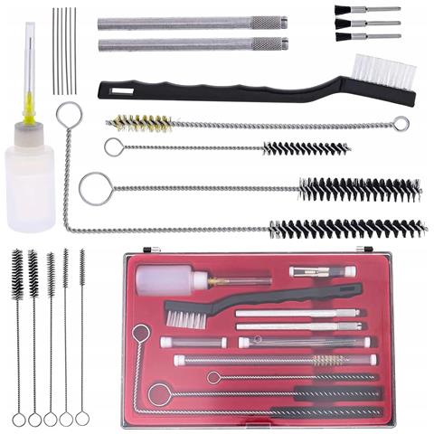 Set Di Pulizia Per Aggregato Di Verniciatura 24 In 1 - Mini Spazzole, Spazzole Flessibili, Aghi Micro, Bottiglia Lubrificante, Custodia Pratica - Foto 1