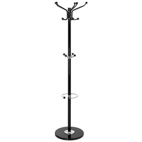 Appendiabiti In Metallo Nero Con Portaombrelli E 5 Ganci D36x172h Cm - Foto 1