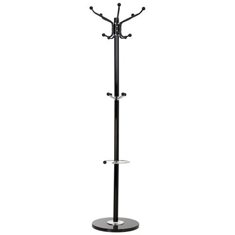 Appendiabiti In Metallo Nero Con Portaombrelli E 5 Ganci D36x172h Cm - Foto 2