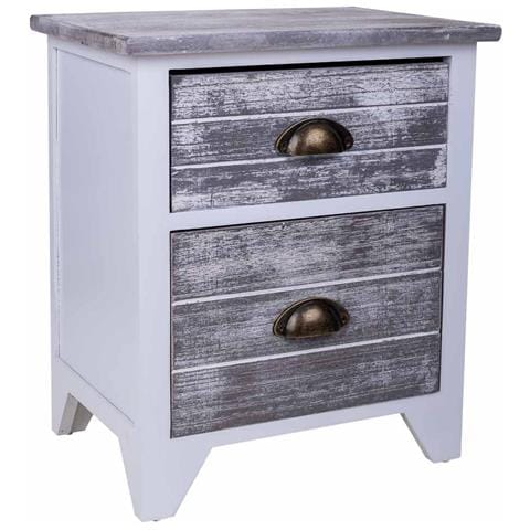 Comodino In Legno Bianco 38x28x45 - Foto 1