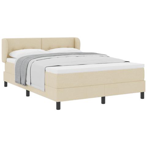 Letto a molle con materasso Crema 160 x 200 cm Tessuto - Foto 1