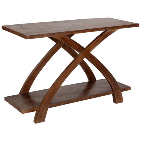 Tavolino Da Ingresso Artigianale In Legno Marrone 122x45x76h Cm - Foto 1