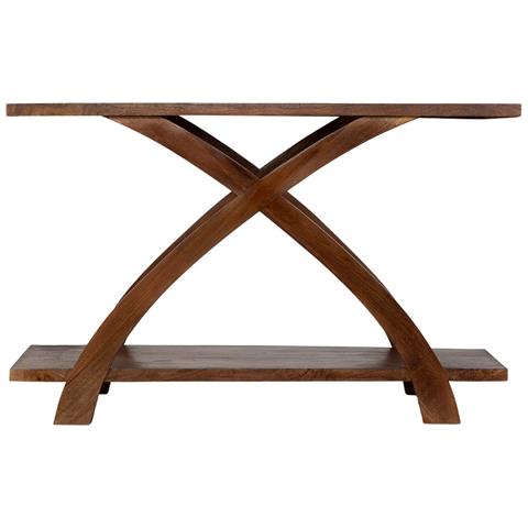 Tavolino Da Ingresso Artigianale In Legno Marrone 122x45x76h Cm - Foto 2