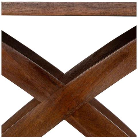 Tavolino Da Ingresso Artigianale In Legno Marrone 122x45x76h Cm - Foto 8