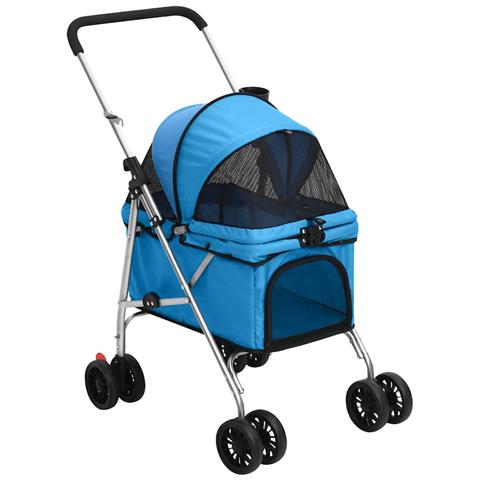 Passeggino per Cani Pieghevole Blu 76x50x100cm Tessuto Oxford - Foto 1