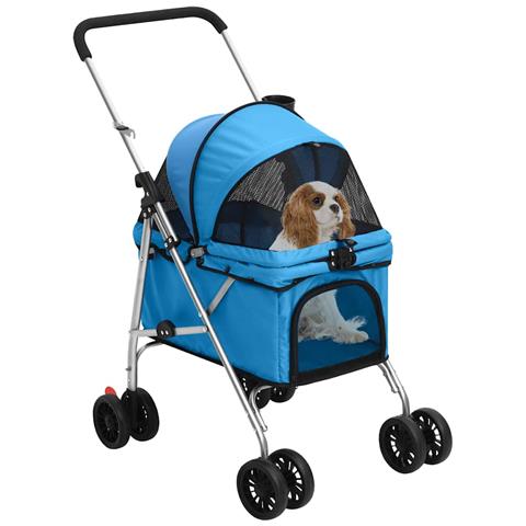 Passeggino per Cani Pieghevole Blu 76x50x100cm Tessuto Oxford - Foto 2