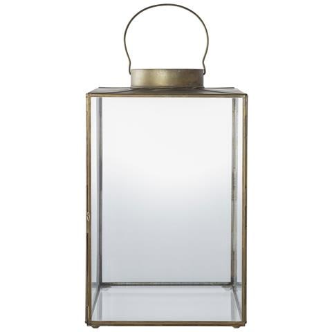 Lanterna Mohali Grande In Vetro E Metallo Ottone Anticato 24x42 Cm - Foto 1