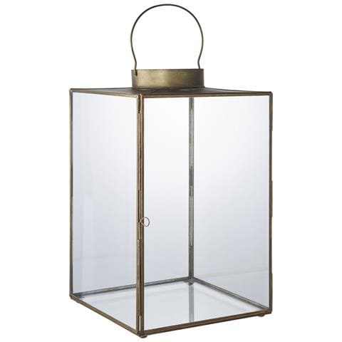 Lanterna Mohali Grande In Vetro E Metallo Ottone Anticato 24x42 Cm - Foto 2