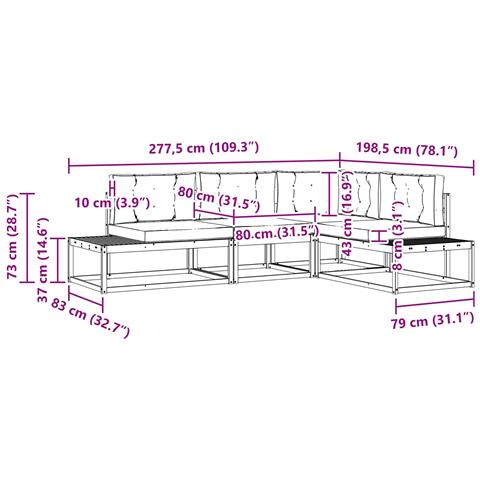 Set di divani da esterno Bianco 277,5 x 198,5 x 73 cm - Foto 9