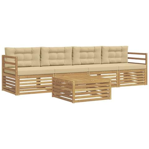 Set di divani da esterno con cuscino 5 pcs Bianco e Beige - Foto 1