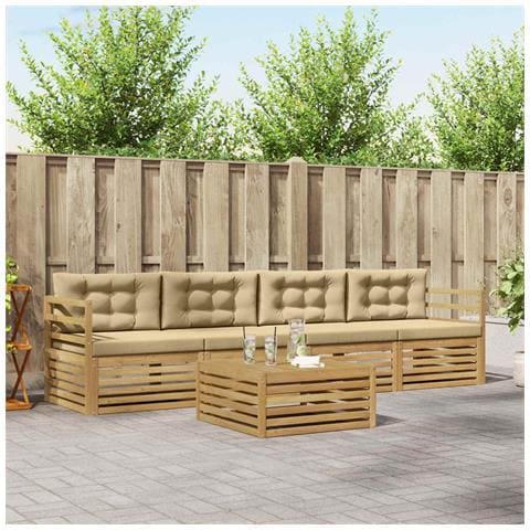 Set di divani da esterno con cuscino 5 pcs Bianco e Beige - Foto 2