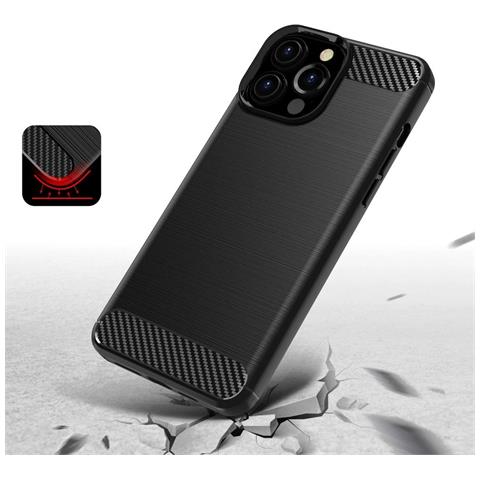 Custodia In Tpu Flessibile Carbon Case Per Iphone 13 Pro Max, Nera - Foto 1
