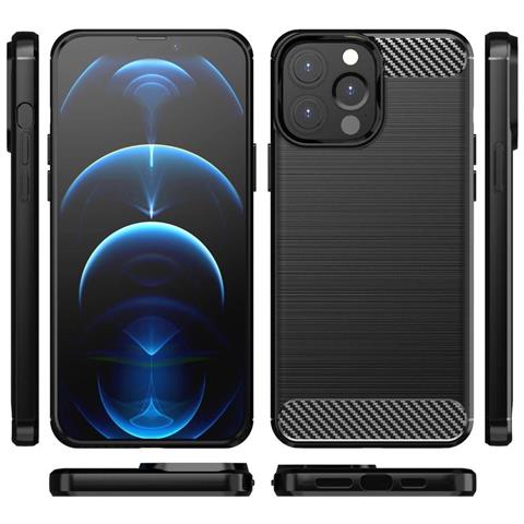 Custodia In Tpu Flessibile Carbon Case Per Iphone 13 Pro Max, Nera - Foto 2