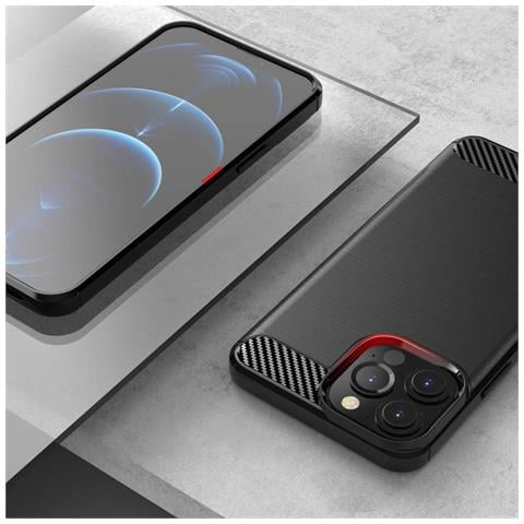 Custodia In Tpu Flessibile Carbon Case Per Iphone 13 Pro Max, Nera - Foto 7