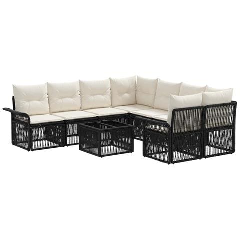 Set Divano da Giardino 9 pz Nero polyrattan - Foto 1