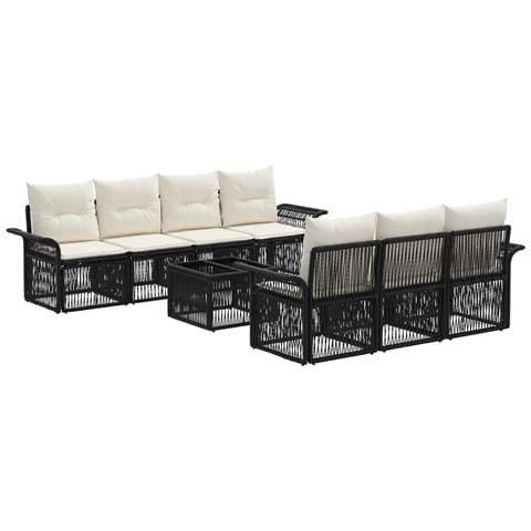Set Divano da Giardino 8 pz Nero polyrattan - Foto 1