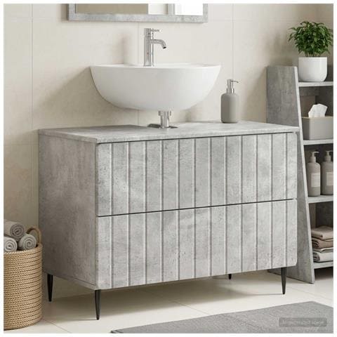 Armadio per Lavabo da Bagno ZWOLLE Grigio Cemento - Foto 2