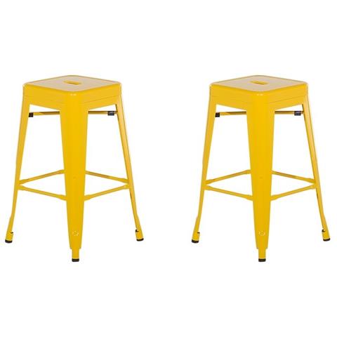 Set Di 2 Sgabelli Da Bar In Metallo Giallo 60 Cm Cabrillo - Foto 1