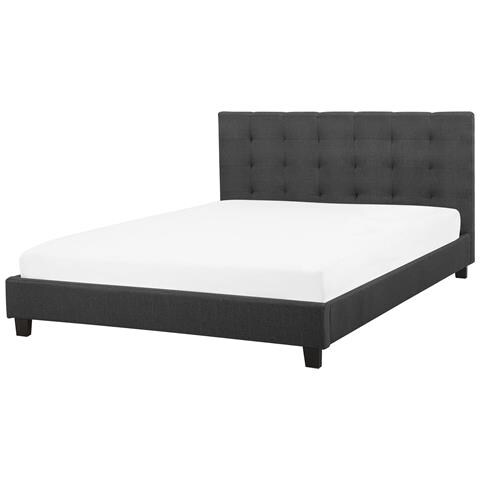 Letto Matrimoniale In Tessuto Grigio Scuro La Rochelle - Foto 16