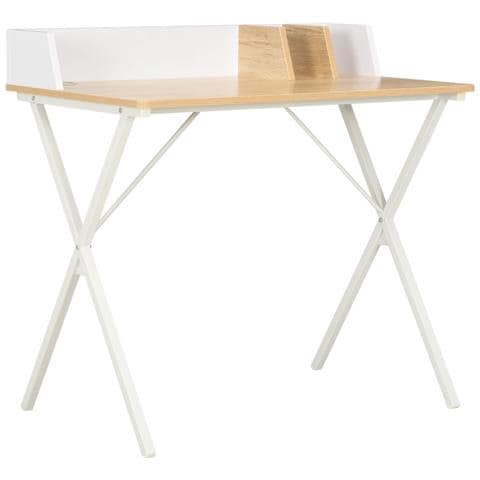 Scrivania Bianca e Naturale 80x50x84 cm - Foto 1