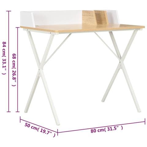 Scrivania Bianca e Naturale 80x50x84 cm - Foto 7