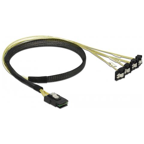 85686 1 x Mini SAS SFF-8087 4 x SATA 7 pin Nero, Giallo cavo di interfaccia e adattatore - Foto 1