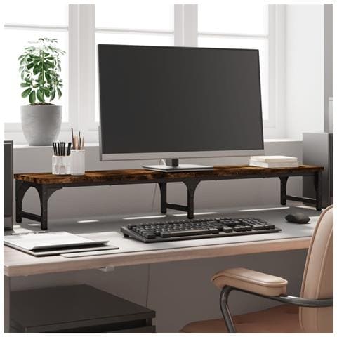 Supporto Monitor Rovere Fumo 105x23x15,5 Cm Legno Multistrato - Foto 6