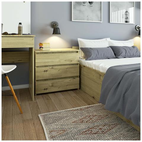 Comodino CL3, 3 cassetti, 60x35x57 cm, Colore Quercia Artisan - Foto 4