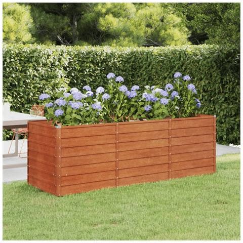 Letto Rialzato da Giardino Ruggine 240x80x77 cm Acciaio Corten - Foto 1