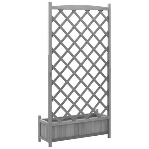 Fioriera con Traliccio Grigia in Legno Massello di Abete Dimensioni: 90 x 35 x 180 cm - Foto 2