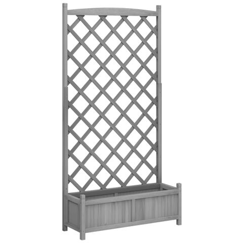 Fioriera con Traliccio Grigia in Legno Massello di Abete Dimensioni: 90 x 35 x 180 cm - Foto 1