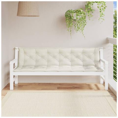 Cuscini Panca Giardino 2pz Crema Mélange 200x50x7 Cm Tessuto - Foto 3