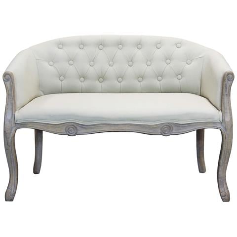 Divano Vintage In Tessuto Beige Con Struttura In Legno Decorata Parigino - Foto 2