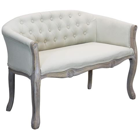 Divano Vintage In Tessuto Beige Con Struttura In Legno Decorata Parigino - Foto 1