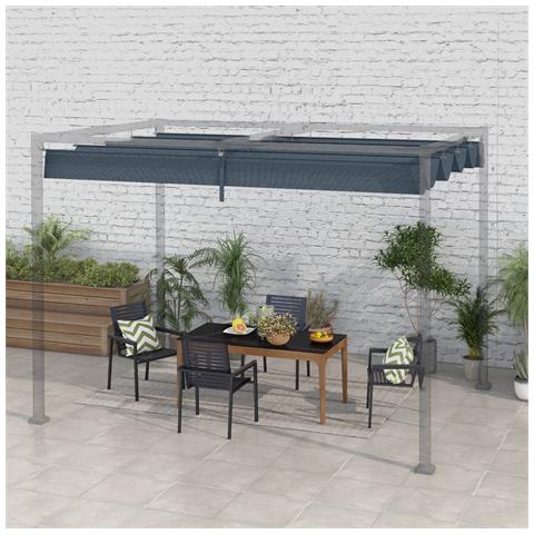 Copertura Per Gazebo Pergola Con 8 Fori Di Drenaggio, In Poliestere Uv30+, 286x245 Cm, Grigio Scuro - Foto 1