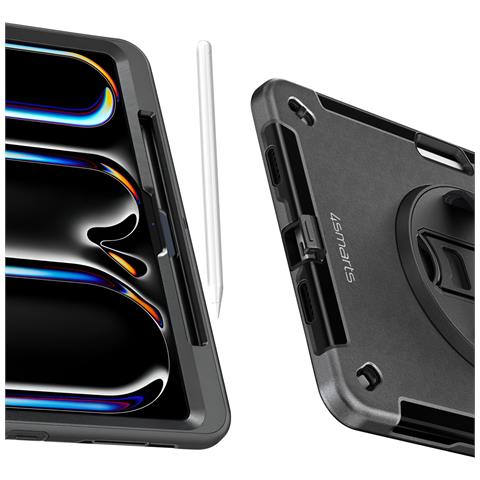 Cover Per Ipad Pro 13' 2024 Bi-materiale Antishock Manico Cavalletto, Nero - Foto 5