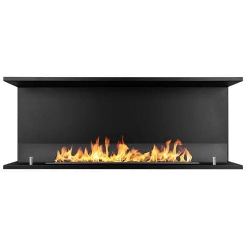 Camino A Bioetanolo Da Parete Biocamino Da Incasso 1,25 Lt Riscaldamento 30 M2, Bruciatore In Acciaio Con Vetro Temperato - 120 Cm Nero - Foto 1