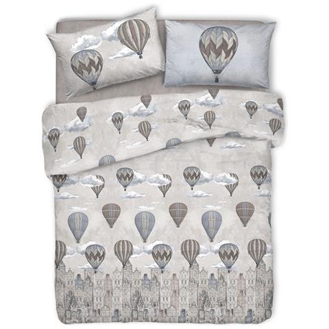 Copripiumino Sacco Piumone Pensieri Delicati Cotone Disegno Volare Matrimoniale Beige - Foto 1