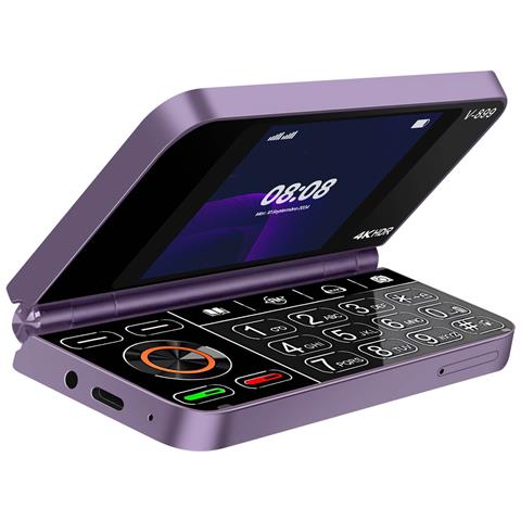 Telefono V899 2G Viola Dual Sim Doppio Schermo con Tasti Display 2,8" HD+ Micro SD - Foto 1