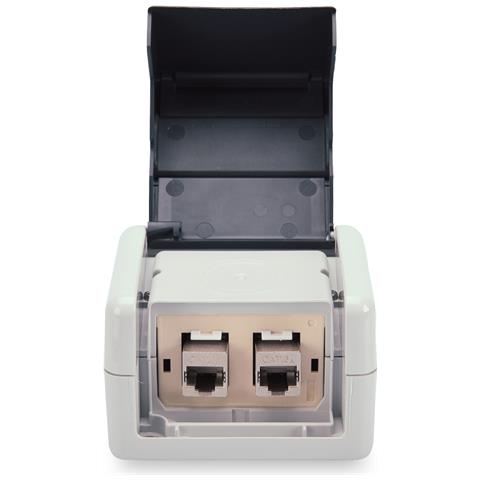 Set prese di collegamento dati con coperchio ribaltabile incl. inserto per 2 moduli Keystone, IP44 - Foto 2