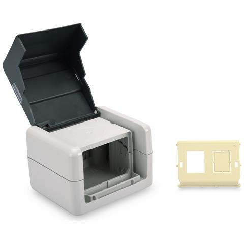 Set prese di collegamento dati con coperchio ribaltabile incl. inserto per 2 moduli Keystone, IP44 - Foto 1