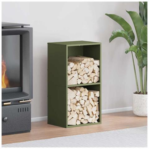 Rastrelliera per Legna da Ardere Verde Oliva 40x30x75 cm - Foto 1
