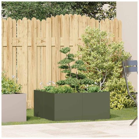 Fioriera Verde Oliva 80x80x40 Cm In Acciaio Laminato A Freddo - Foto 3
