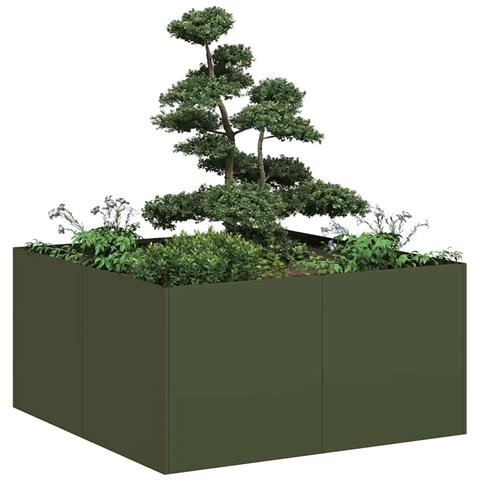 Fioriera Verde Oliva 80x80x40 Cm In Acciaio Laminato A Freddo - Foto 1