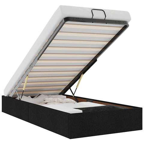 Struttura Letto Pouf Senza Materasso Nero 80x200 Cm In Tessuto - Foto 2