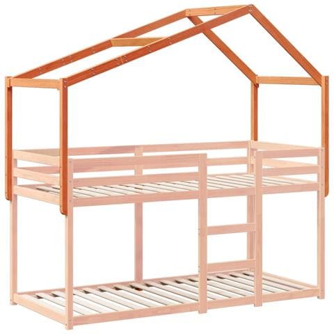 Tetto Letto Bambini Marrone Cera 203x80,5x142 Cm Massello Pino - Foto 3